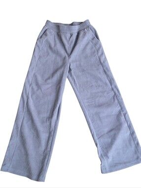 Halara High‎ Waisted Pocket Straight Leg Mop Corduroy Baggy Pants Gray Sz Med